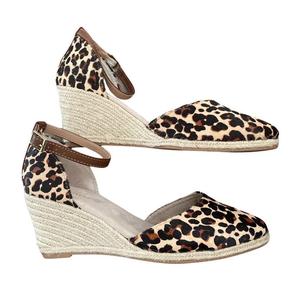 Nine West Espadrilles Wedge Heels Sandals Size 8M Animal Print